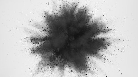 Colorful powder/particles fly after being exploded against white background. Shot with high speed camera, phantom flex 4K. Slow Motion. Unedited version is included at the end of clip.