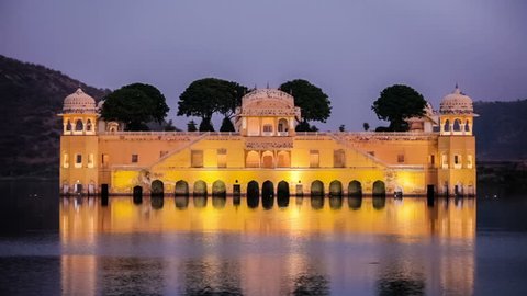 Rajasthan landmark - Jal Mahal (Water Palace) on Man Sagar Lake in the evening