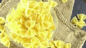 Portion of Bow-Tie Pasta (seamless loopable 4K UHD footage)