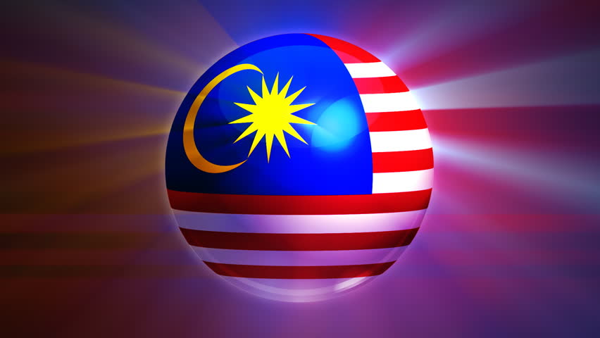 Malaysia flag spinning globe with shining lights - loop 