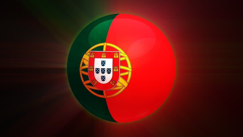 Portugal flag spinning globe with shining lights - loop 
