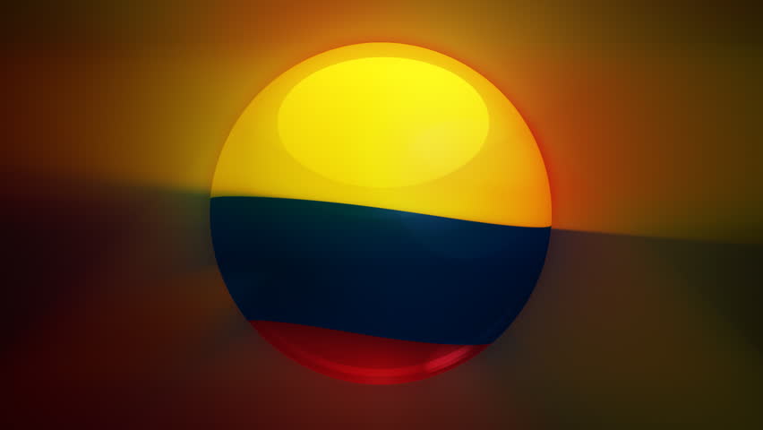 Colombian flag spinning globe with shining lights - loop 