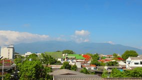 Video 4k - View over the roofs. Thailand. Chiang Mai