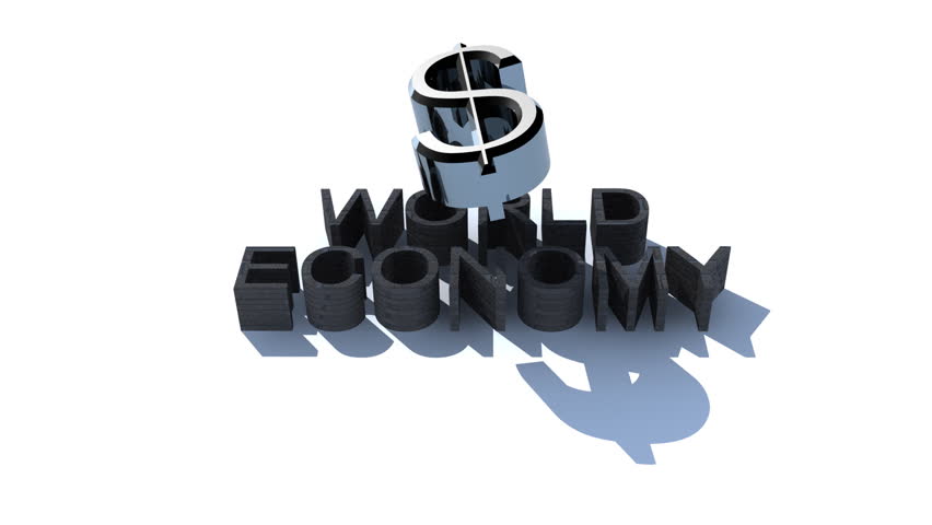 World Economy Text Hit and Destroyed by a Falling Dollar Sign