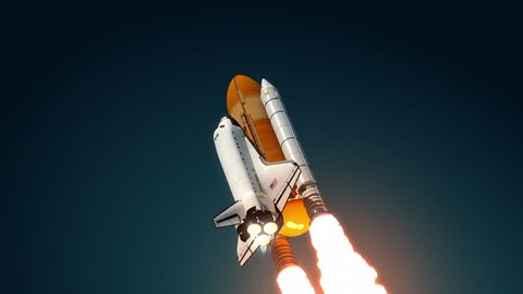 Space Shuttle Take Off. 3D Animation.