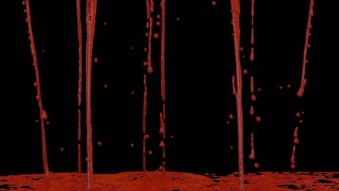 Animated dripping blood in slow motion. Transparent background - Alpha channel embedded with HD PNG file.