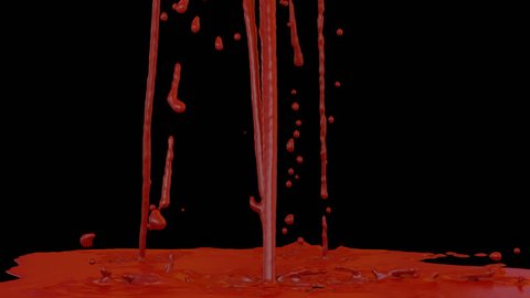 Animated dripping, pouring and splashing blood in slow motion 2.