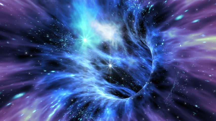 Loop animation with wormhole interstellar travel through a blue force field with galaxies and stars, for a space-time continuum background Royalty-Free Stock Footage #8081548