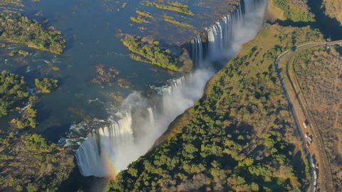 aerial view of victoria falls one of the most famous waterfall in the world  a world heritage
