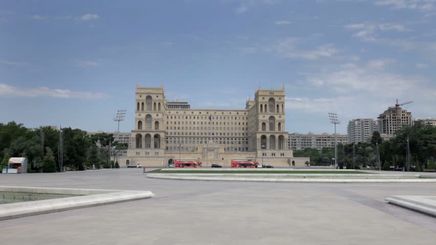 House of government in Baku, Azerbaijan. Famous House of government in Baku, Azerbaijan and park in front of the building