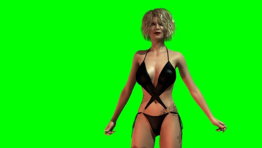 Hot Girl in sexy wet bikini dances - green screen - loopable Shutterstock H...