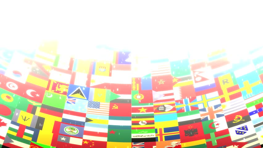 World Flags High definition animated loop of a grid of world flags rising up