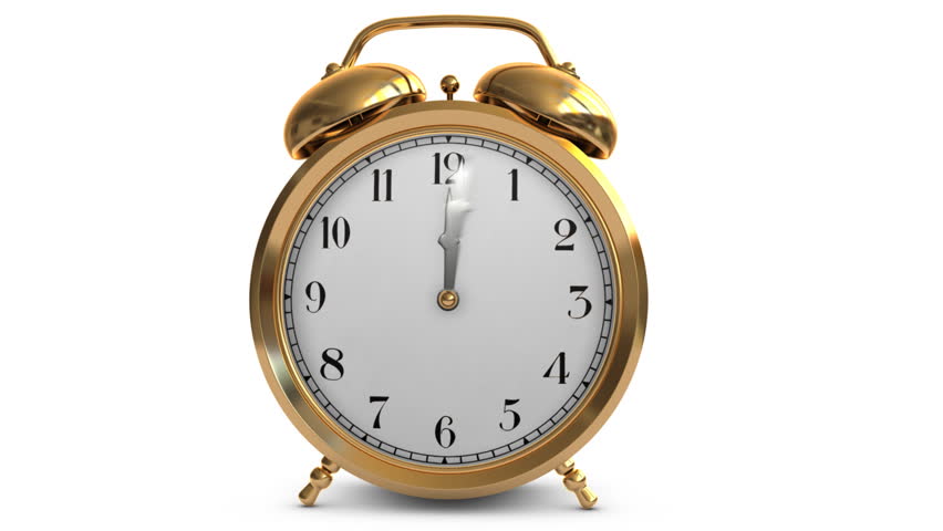 Vintage Brass Alarm Clock Showing Stock, Gold Alarm Clock