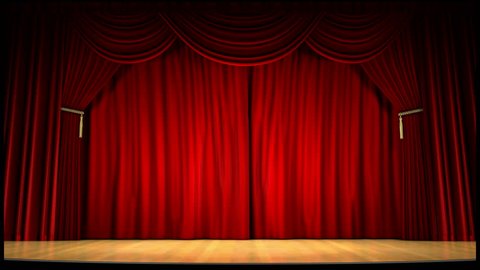 Theater Stage Red Curtains Spotlights Theatrical Stock Photo 95328118 ...