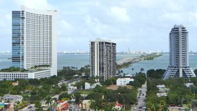 Buildings on Biscayne Bay Miami 4k video