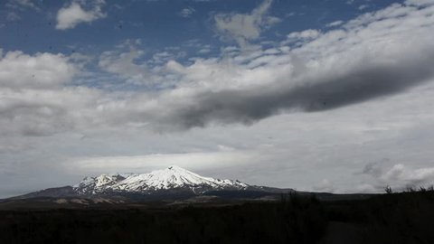 Mt Ruapehu with snow cap in Tongariro National Park, New Zealand.