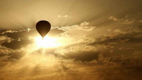 Sunset Silhouette Hot-Air Balloon Stockvideó