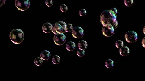 4k soap bubbles isolated on black background, seamless loop (Hd, seamless loop, 3840 X 2160, ready for compositing, isolated on black, with alpha channel)  Calm Video Background Loop