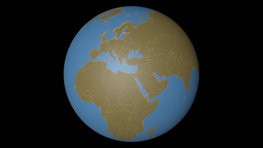 Italy extruded on the world map with administrative borders. Solid colors used.