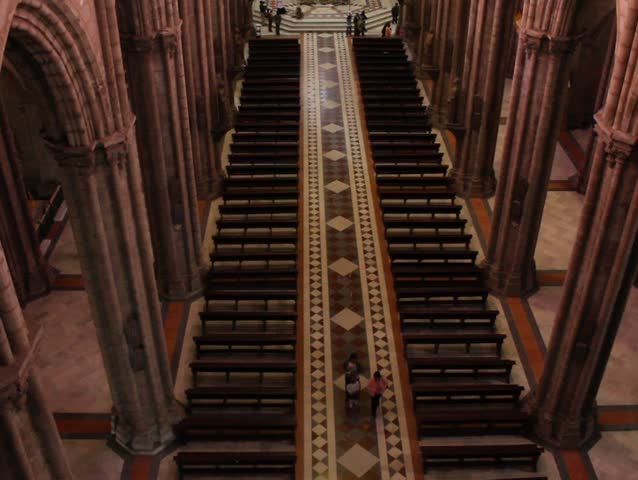 Interior of the Basilica del Voto Nacional, Quito, Ecuador