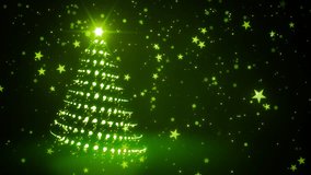Abstract Christmas tree animation with falling snowflakes and glitters which is useful for Christmas,Holidays and New Year videos and presentation. 4K HD seamlessly loop-able background animation.