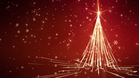 Abstract Christmas tree animation with falling snowflakes and glitters which is useful for Christmas,Holidays and New Year videos and presentation. 4K HD seamlessly loop-able background animation.