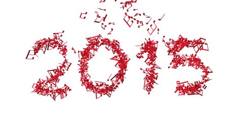 New year 2015 made from music notes - white background
