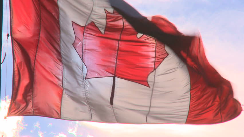 Canadian Flag back lit by the sun