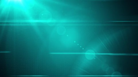 News style moving lens flares on deep cyan rolling dots background seamless loop