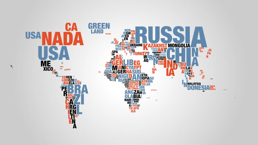 Word Map Of The World Colorful Word Cloud of World Stock Footage Video (100% Royalty 