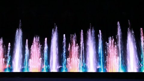 Very beautiful fountains with different illumination 