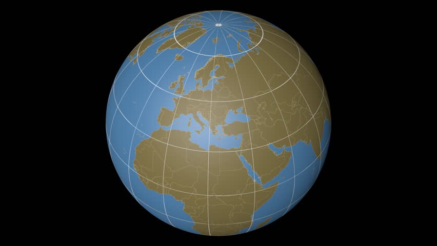 Netherlands extruded on the world map with administrative borders and graticule. Solid colors used.
