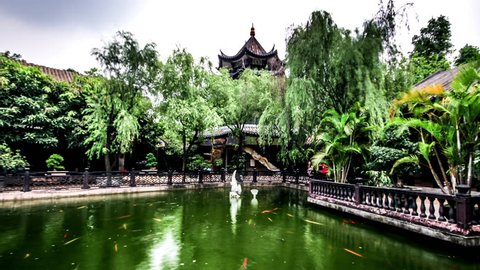 Guangzhou,China-Jun 4,2014: The pond in famous private garden in Guangdong province, China