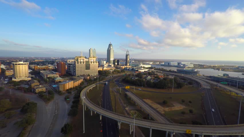 Aerial video Downtown Mobile Alabama 4k