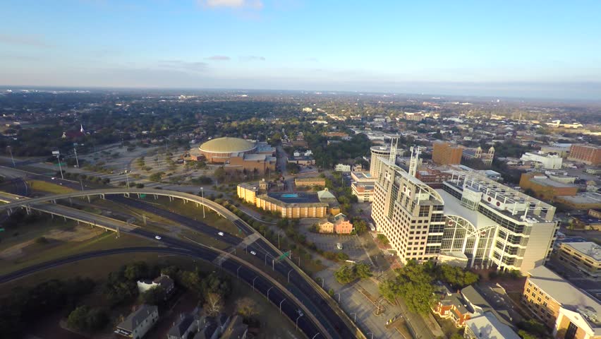 Aerial video Downtown Mobile Alabama 4k