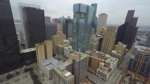 Downtown Houston Texas buildings aerial video