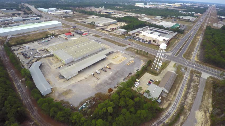 Warehouse district Biloxi Mississippi aerial 4k video