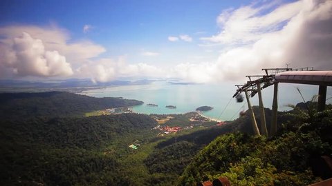 Time lapse of cable car passing by at the top of Mat Chincang Mountain, Langkawi, Kedah, Malaysia. 720p resolution.