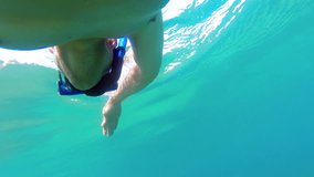 4k Diving in Caribbean sea clean waters. UHD shoot from underwater stock video
