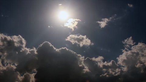Bright sun in sky with clouds