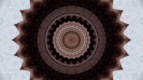 Circle kaleidoscopic pattern in brown colors. Amazing meditative and hypnotic background. Abstract fractal animation. Seamless loopable. HD video clip. 
