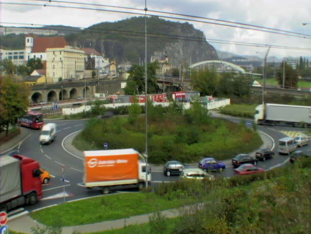 Time lapse of roundabout in czech republic