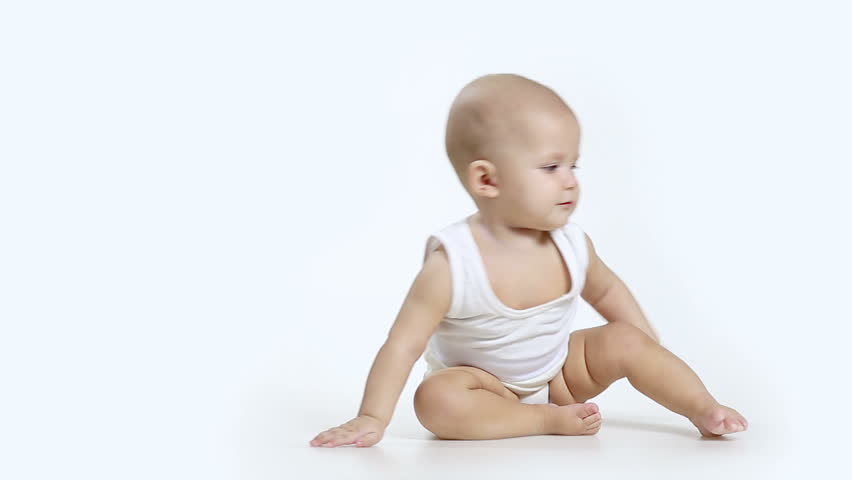 Smiling baby in diapers stock photo. Image of baby 