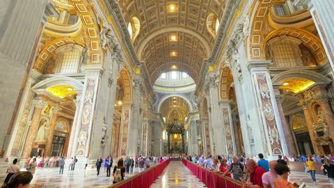 ROME - September 7, 2014: Interior of St. Peter's Basilica, Vatican, Italy.