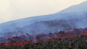 Etna eruption  - lava flow and explosions