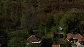 Aerial footage. Mountain villages in the Balkan Mountains Range from above. Europe - Balkan peninsula, Bulgaria.