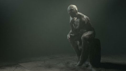 Thinker statue. Clip 2. Zoom in.