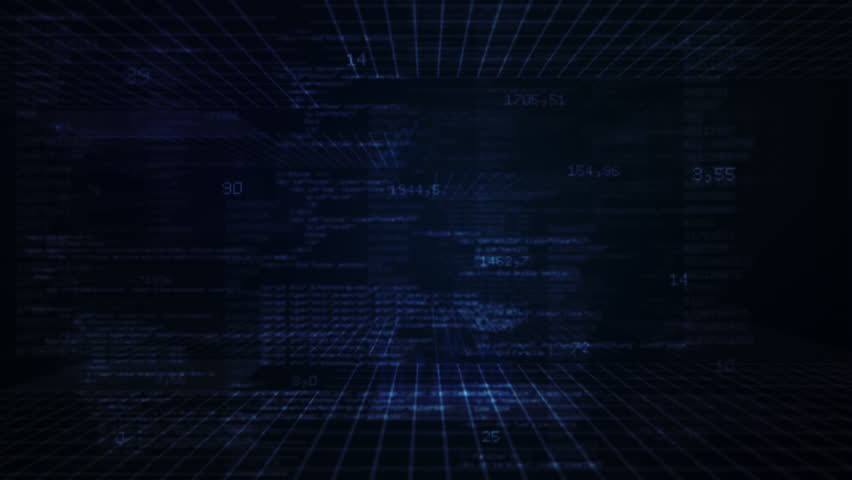 Computer code running in a virtual space. Dark Blue. Loopable. Locked.  
MORE COLOR OPTIONS IN MY PORTFOLIO. Royalty-Free Stock Footage #8265748