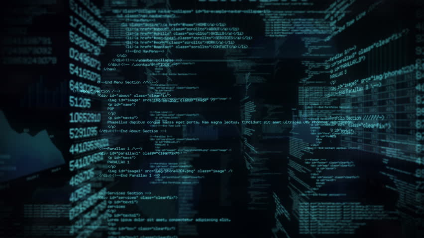 Computer code running in a virtual space. Loopable. Dark Blue. Dolly in.  
MORE COLOR OPTIONS IN MY PORTFOLIO. Royalty-Free Stock Footage #8265757