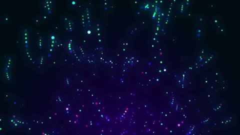 Colored, different shape, fast moving particles